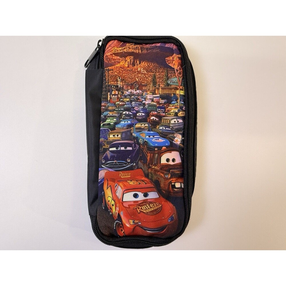 Stationery School Pencil Case Bag Disney Cars Lighting McQueen Black Zip Pouch